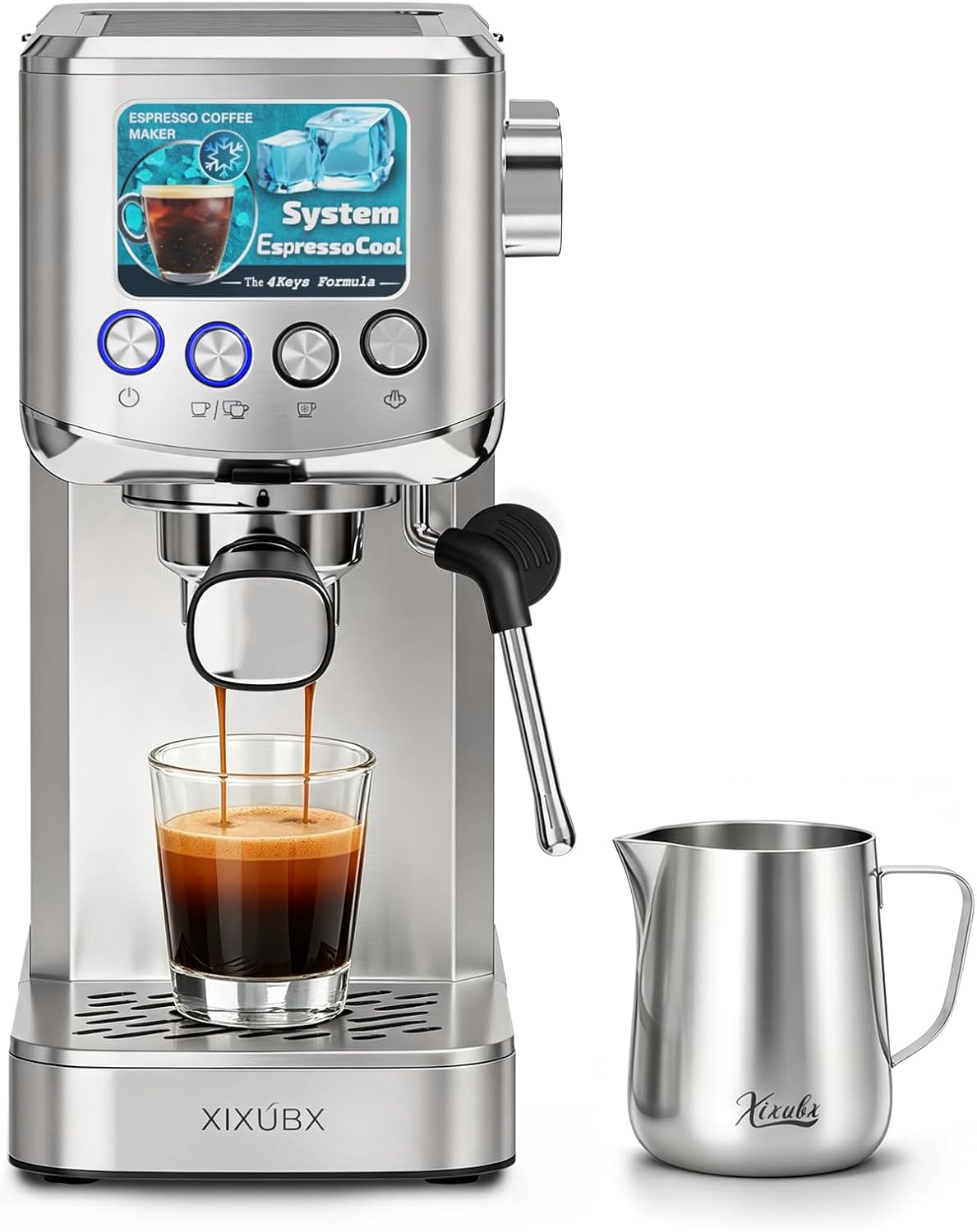 Pressure Gauge Espresso - 카푸치노, 라떼용 우유 거품기 포함 콜드브루