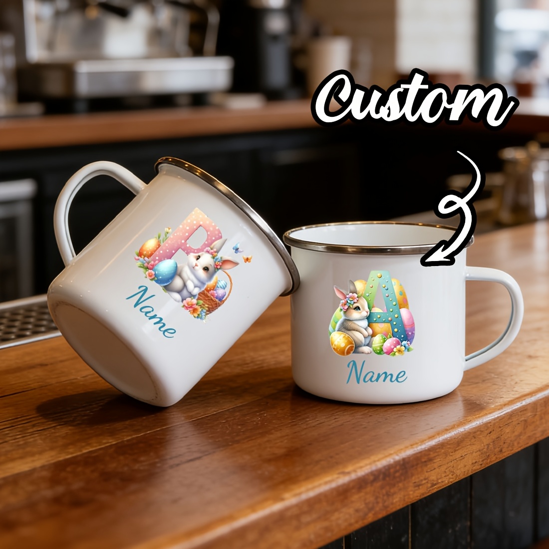 개인화 된 머그잔 꽃무늬 이니셜 문자 이름 컵 맞춤형  - Coffee Equipment Names 리뷰 및 가격
