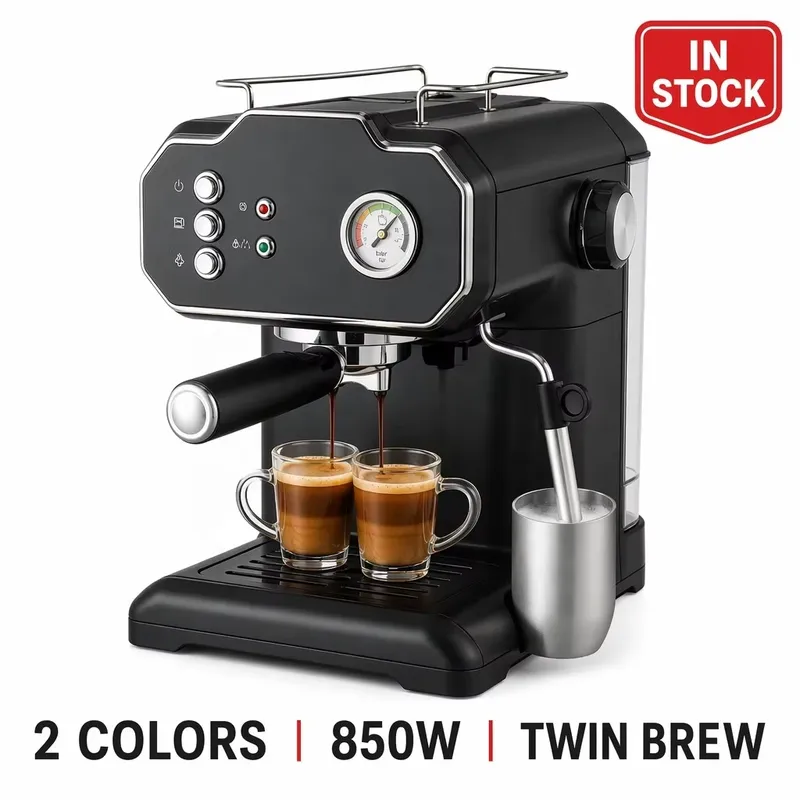레트로 반자동 에스프레소 머신 850W 1.8L 더블  - Pressure Gauge Espresso 리뷰 및 가격