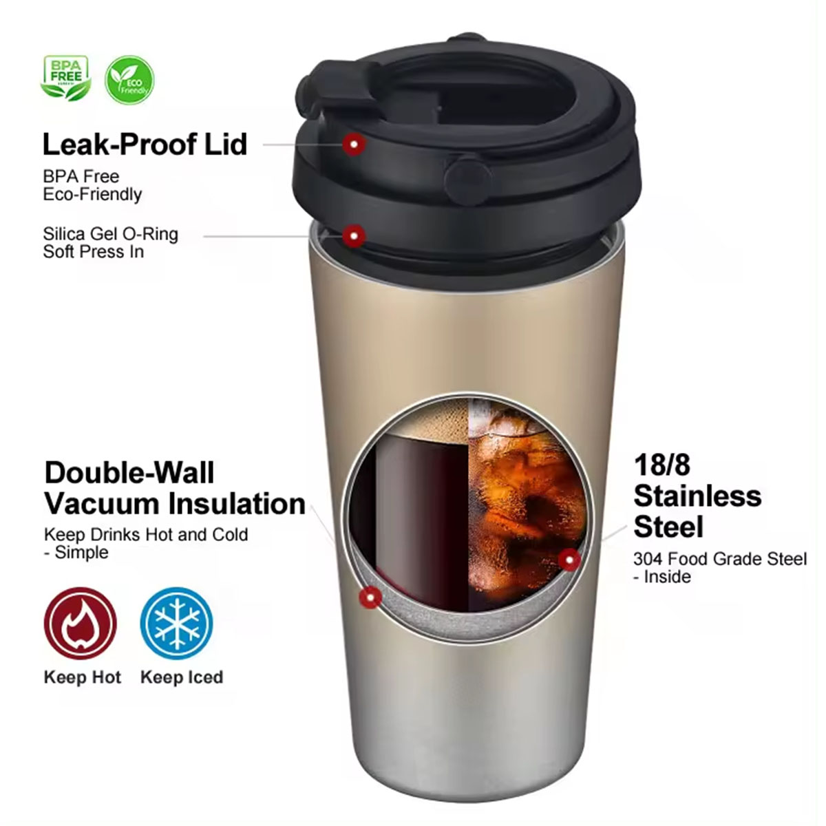 보온 보냉 여행용 커피 머그컵 16온스 스테인리스 스틸 - Coffee Equipment Usa 리뷰 및 가격