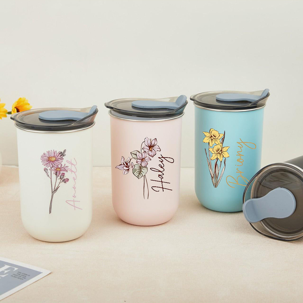 맞춤형 탄생화 스테인리스 스틸 컵(뚜껑 포함), 맞춤  - Coffee Equipment Names 리뷰 및 가격